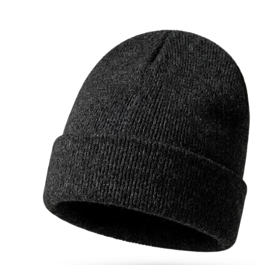 Black knitted Dromex beanie with turned-up cuff