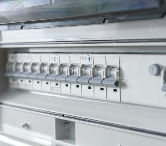 Circuit breakers on distribution board